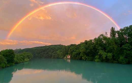 Rainbow water river trees nature online