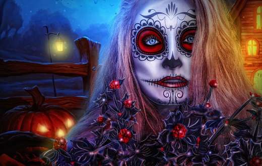 Halloween girl all saints day gothic model puzzle