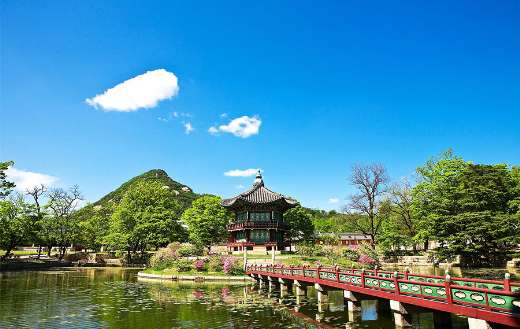 Towards the garden Gyeongbok palace roof tile online