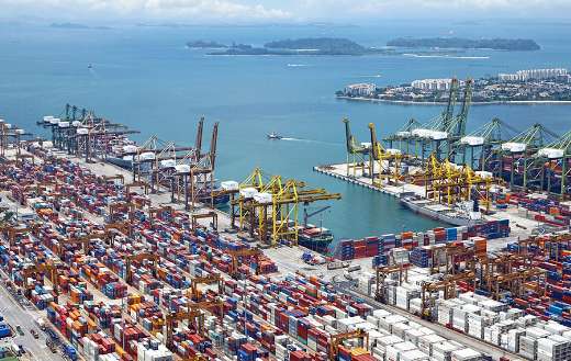 Port ships cranes containers load