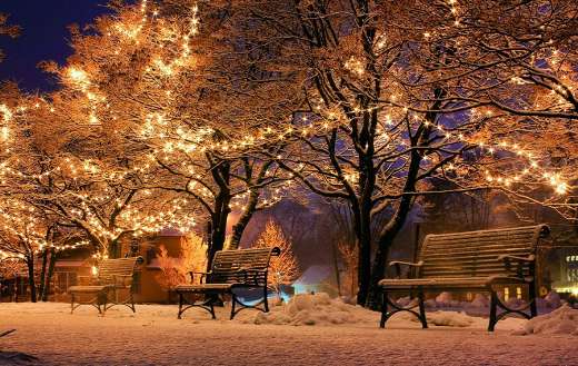 Christmas background lights and bank