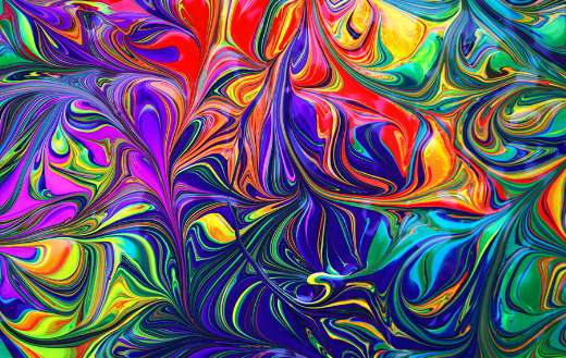 Psychedelic colorful rainbow paint