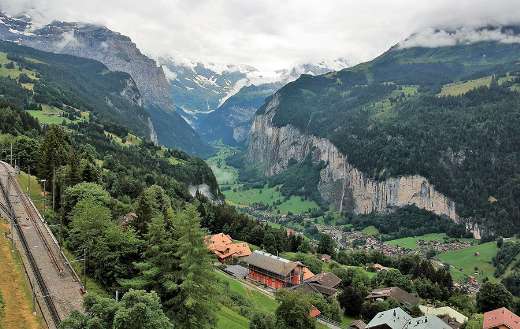 Mountains nature houses