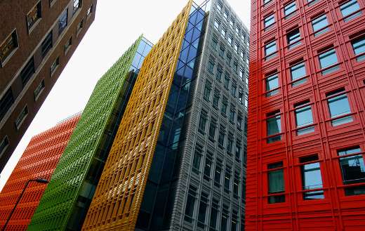 Colorful high buildings online