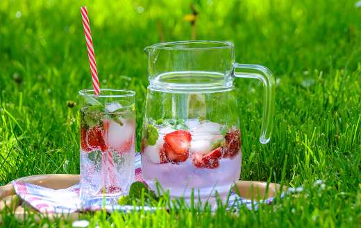 Cold cool strawberry drinks