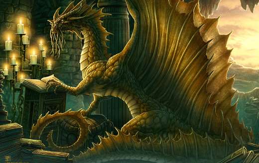 Fantasy art golden dragon online