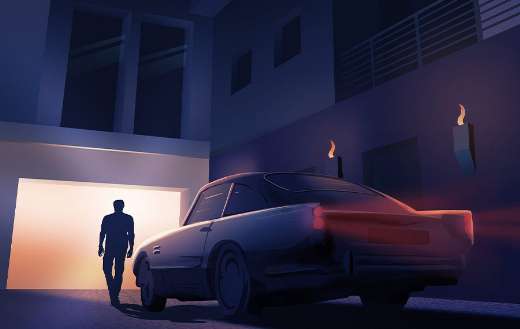 Man with car art puzzle