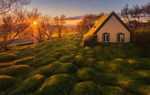 The old turf church in Hof south east Iceland