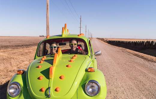 Yellow green auto desert