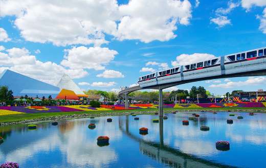Beautiful garden under blue sky