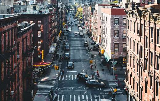 China town streets New York crossroads junction