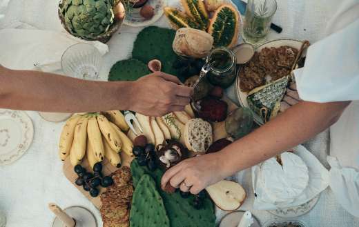Couple having healthy picnic together