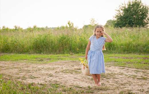 Meadow grass girl kid model