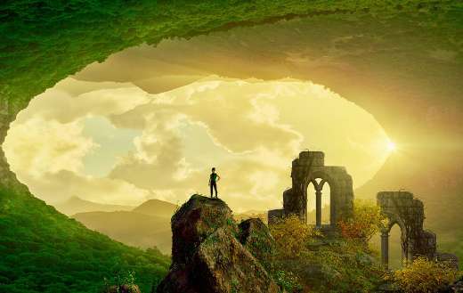 Cave landscape fantasy sky mood dream