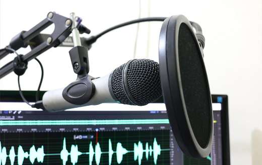 Podcast audio recording microphone music