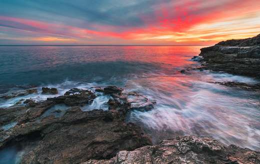 Sea nature under sunset sunrise