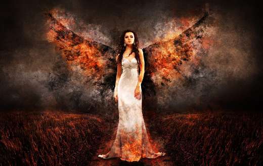 Angel woman on fire puzzle