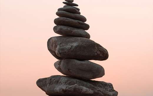 Close up photo cairn stone balance