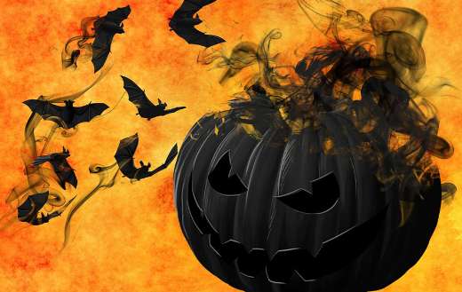 Gruesome mystical darkness night bats pumpkin