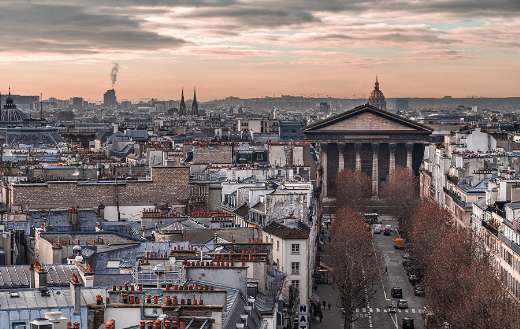 Urban roofs Paris city buildings