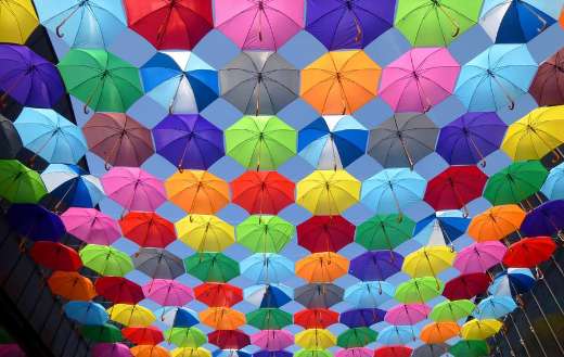 Multicolored open umbrellas