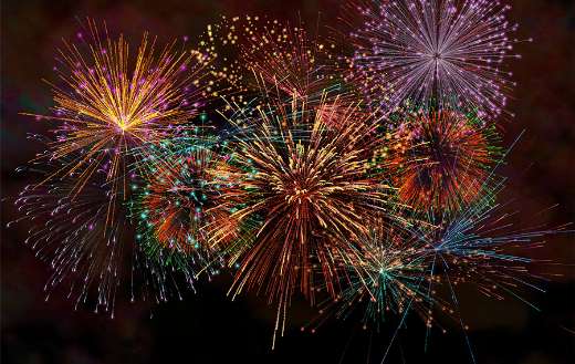 Realistic colorful fireworks