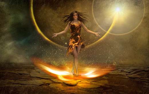 Fantasy woman in fire online