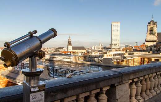 Brussels Belgium place poelaert with telescope