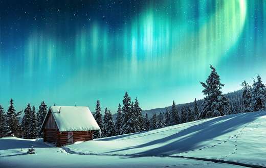 Fantastic scenery with orthone aurora light