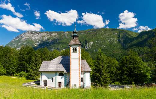 Church Sveti Duh near Bohinj lake Slovenia