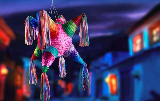 Colorful mexican pinata used birthdays