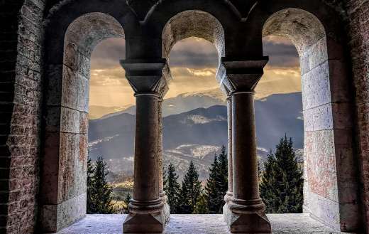 Gothic medieval arched stone window