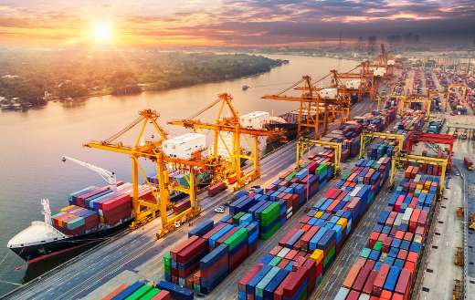 Logistics and transportation cargo ship