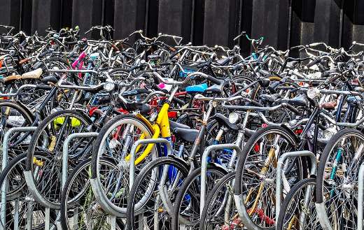 Many bicycle parking station