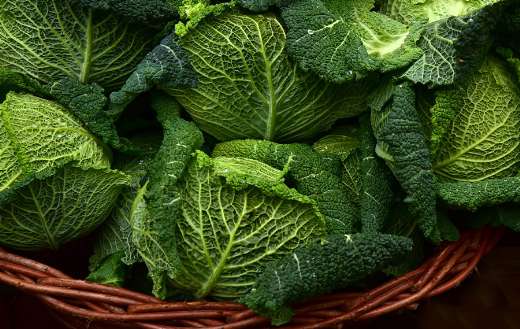 Savoy cabbages in basket puzzle