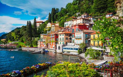 View Varenna town at lake Como Italy online