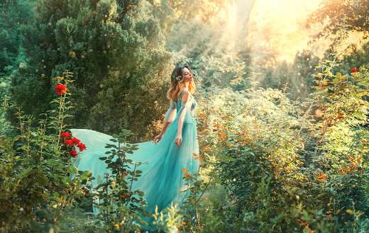 Fairytale nymph enjoy bright sun