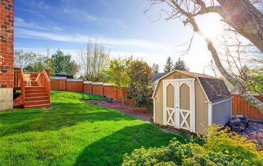Fenced background with small shed