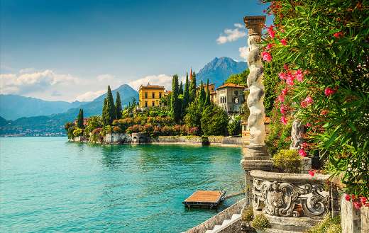 Flowers and villa lake Como Varenna