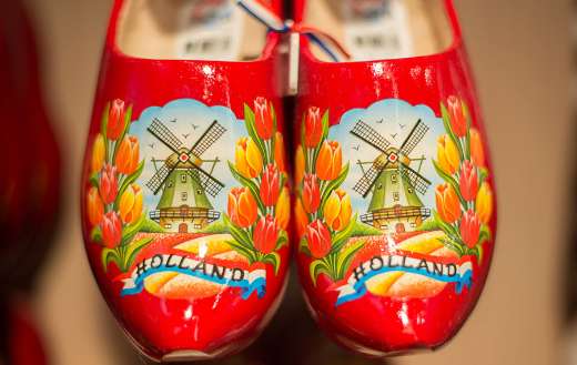 Pair red ceramic shoes jigsaw