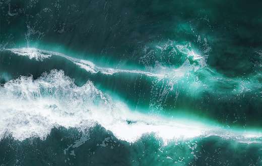 Stormy sea with splashes and waves