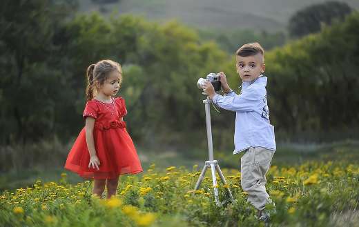 Children taking photos online