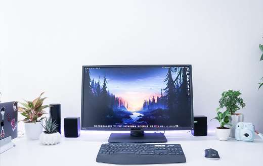 Computer monitor and keyboard