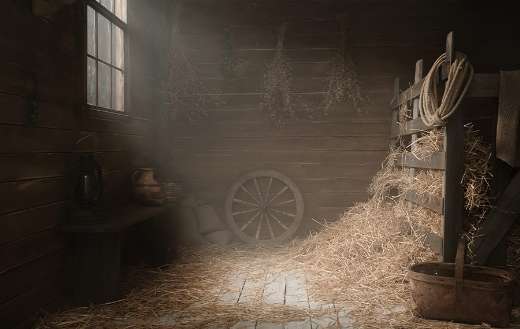 Inside old abandoned barns