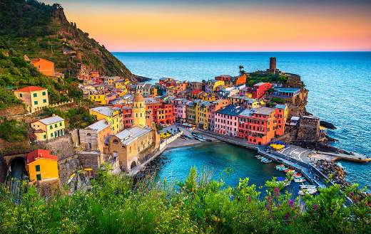 Majestic touristic village on the hill Liguria Italy