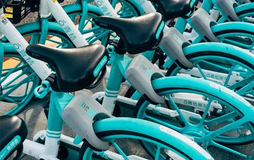 Beijing China teal bicycles lot