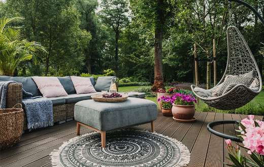 Garden terrace embellished scandinavian wicker sofa