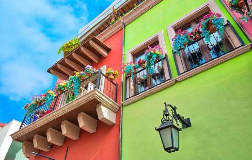 Monterrey colorful historic buildings