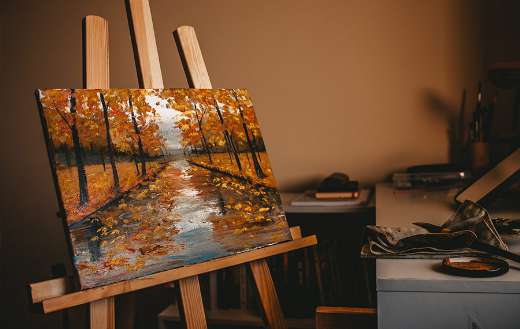 Painting on wooden stand