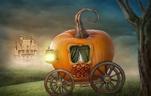 Pumpkin carriage isolated on white background